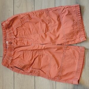 Lands End Orange Khaki Elastic Waist Shorts - Size Medium Slim 